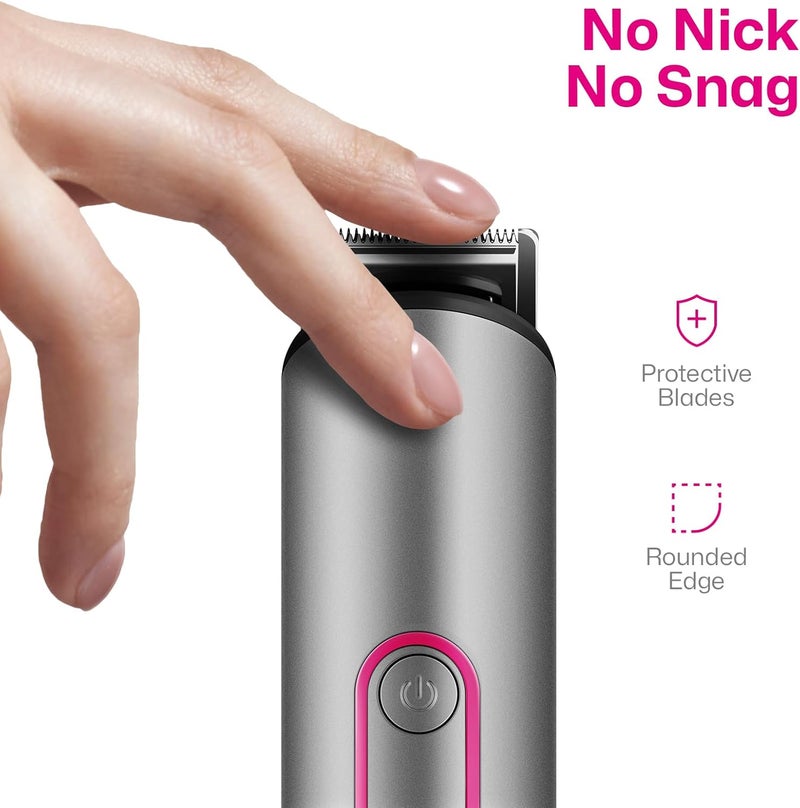 pritech Bikini Trimmer for Women - Rechargeable Pubic Hair Trimmer for Sensitive Skin, Wet&Dry Use, Pain-Free Electric Razor&Shaver with Standing Recharge Dock, Ideal Gift for Women, Slate Grey - Image 2